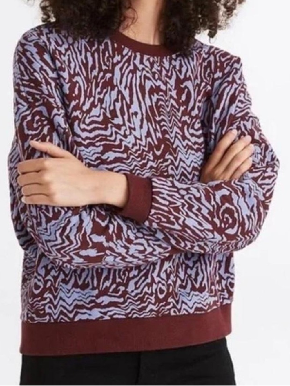 Madewell (Re)sourced Cotton Oversized Sweatshirt Tigerized Print Small MSRP $70